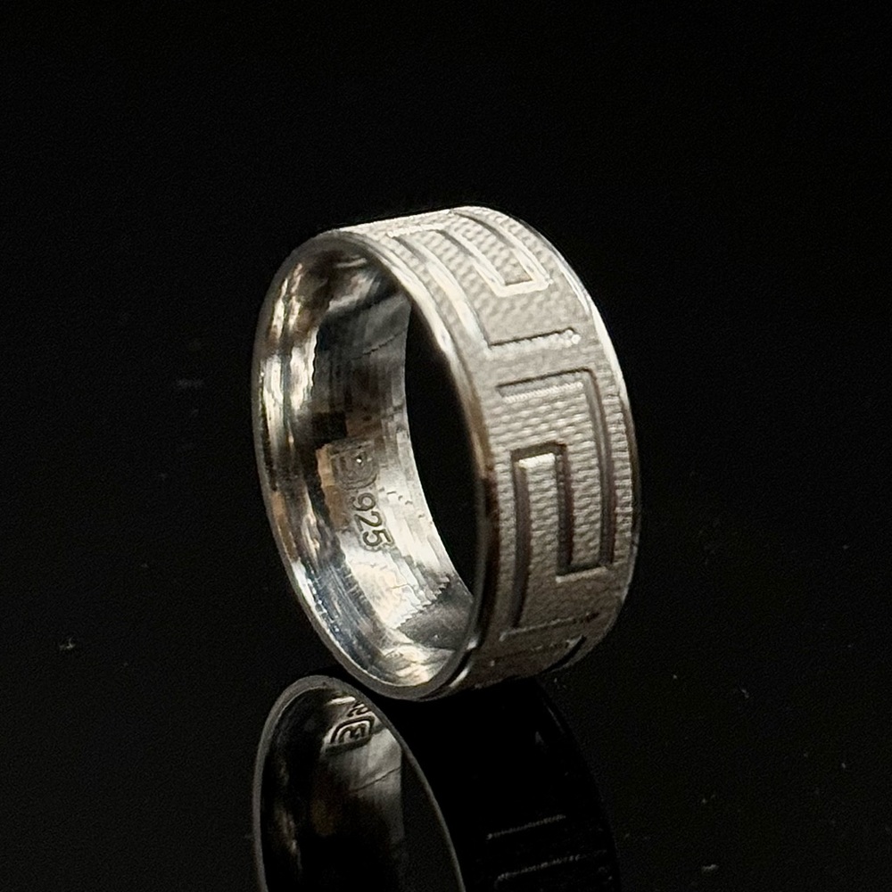 925 Sterling Silver Ring Greek Key Ring Men’s Wedding Band Men’s Jewelry